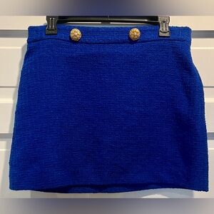 Zara Royal Blue Mini Skirt with Gold Buttons, size L, NWOT